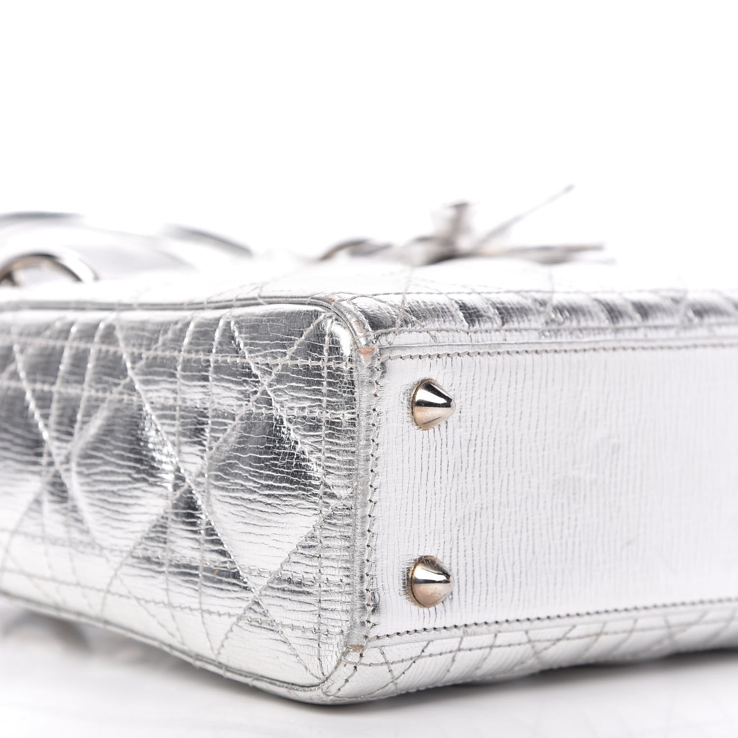 Christian Dior Metallic Grained Calfskin Cannage Small Lucky Badges My Lady Dior Silver 6 of 9