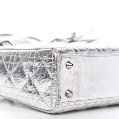 Christian Dior Metallic Grained Calfskin Cannage Small Lucky Badges My Lady Dior Silver 6 of 9