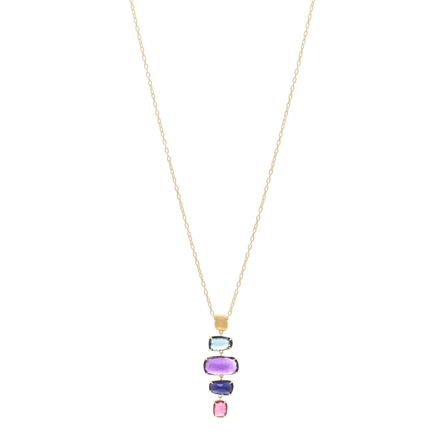 18K Yellow Gold Multi Gemstone Murano Pendant Necklace