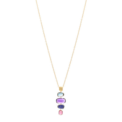 Marco Bicego 18K Yellow Gold Multi Gemstone Murano Pendant Necklace 1 of 5