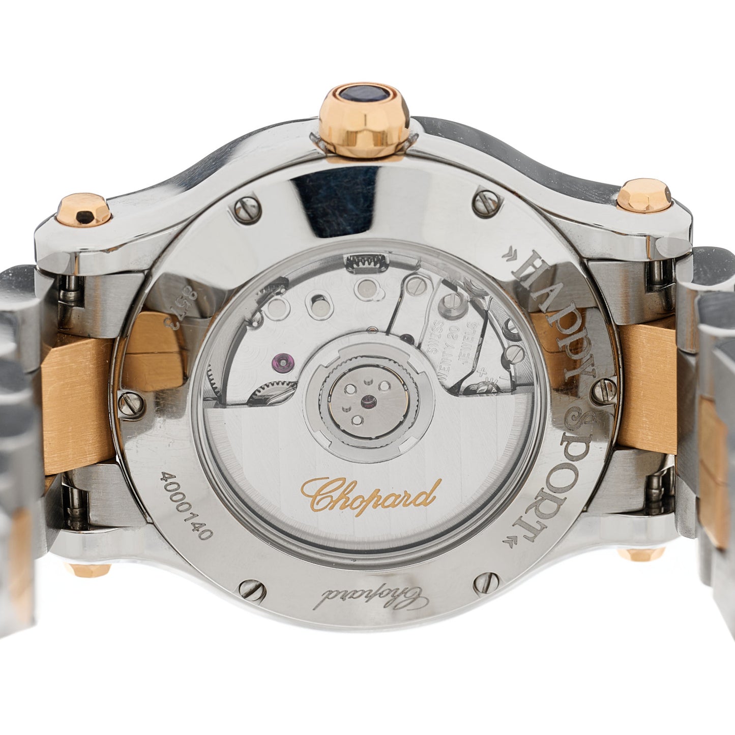 Stainless Steel 18K Rose Gold 5 Diamond 30mm Happy Sport Automatic Watch