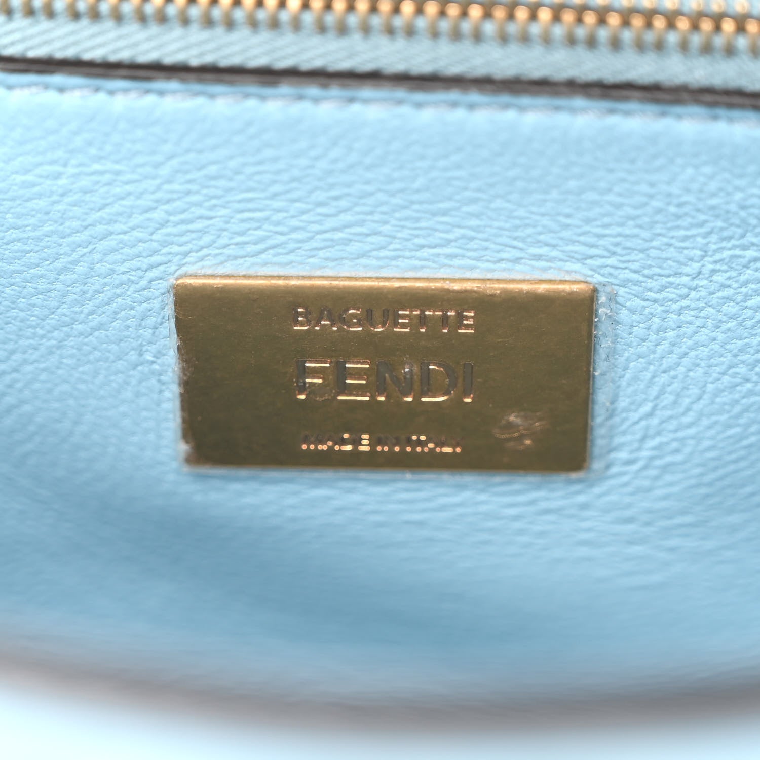 Fendi Nappa Small FF Embossed Midi Chain Baguette Azzurro Baby 6 of 9