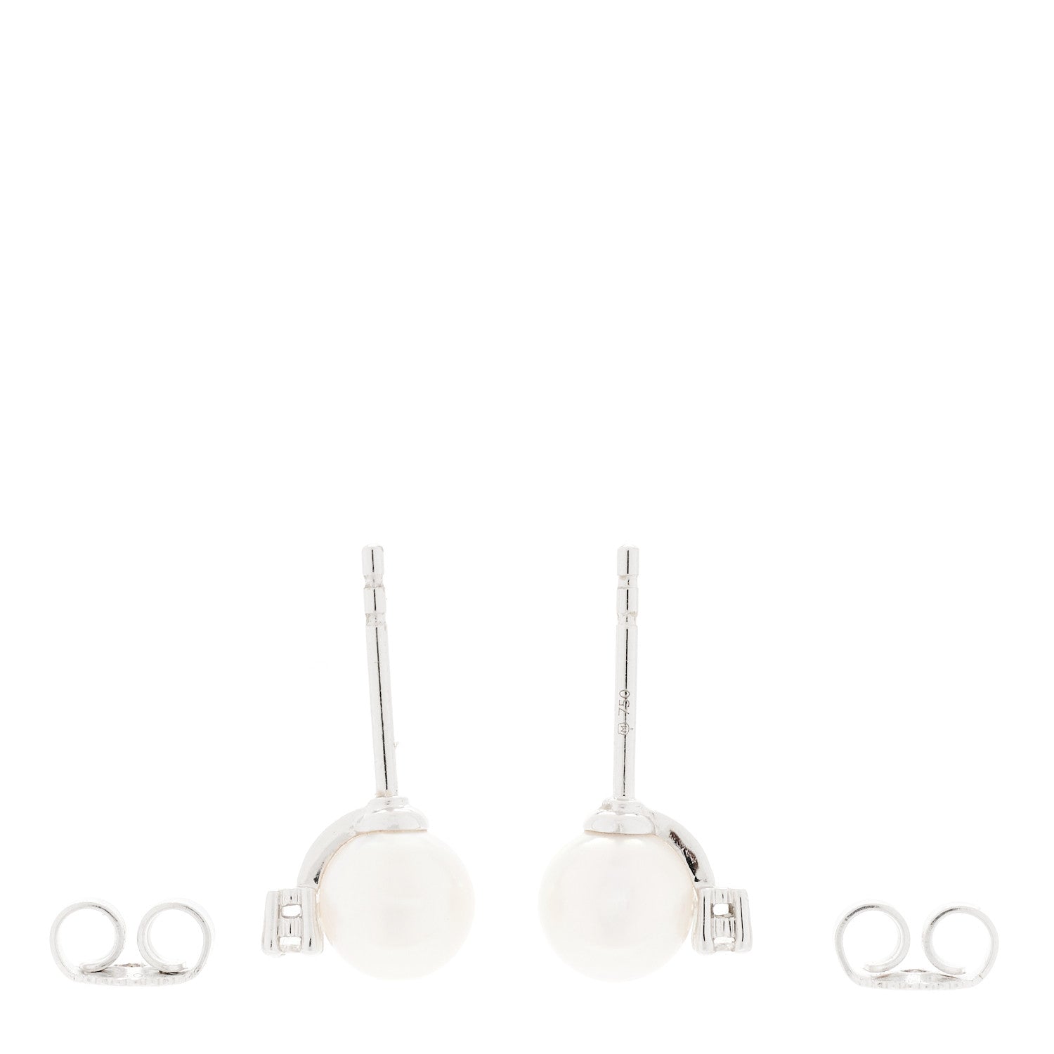 Mikimoto 18K White Gold Diamond 6-6.5mm Pearl Stud Earrings 3 of 6