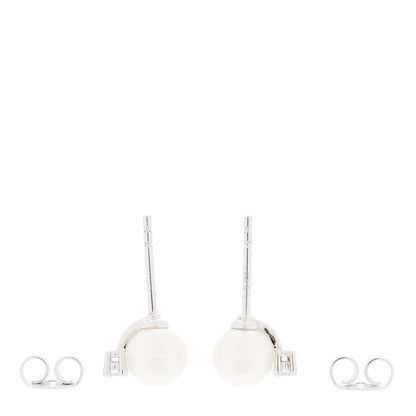 Mikimoto 18K White Gold Diamond 6-6.5mm Pearl Stud Earrings 3 of 6