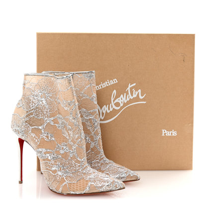 Christian Louboutin Lace Lurex Specchio Gipsybootie 100 Ankle Boots 38.5 Version Silver 9 of 9
