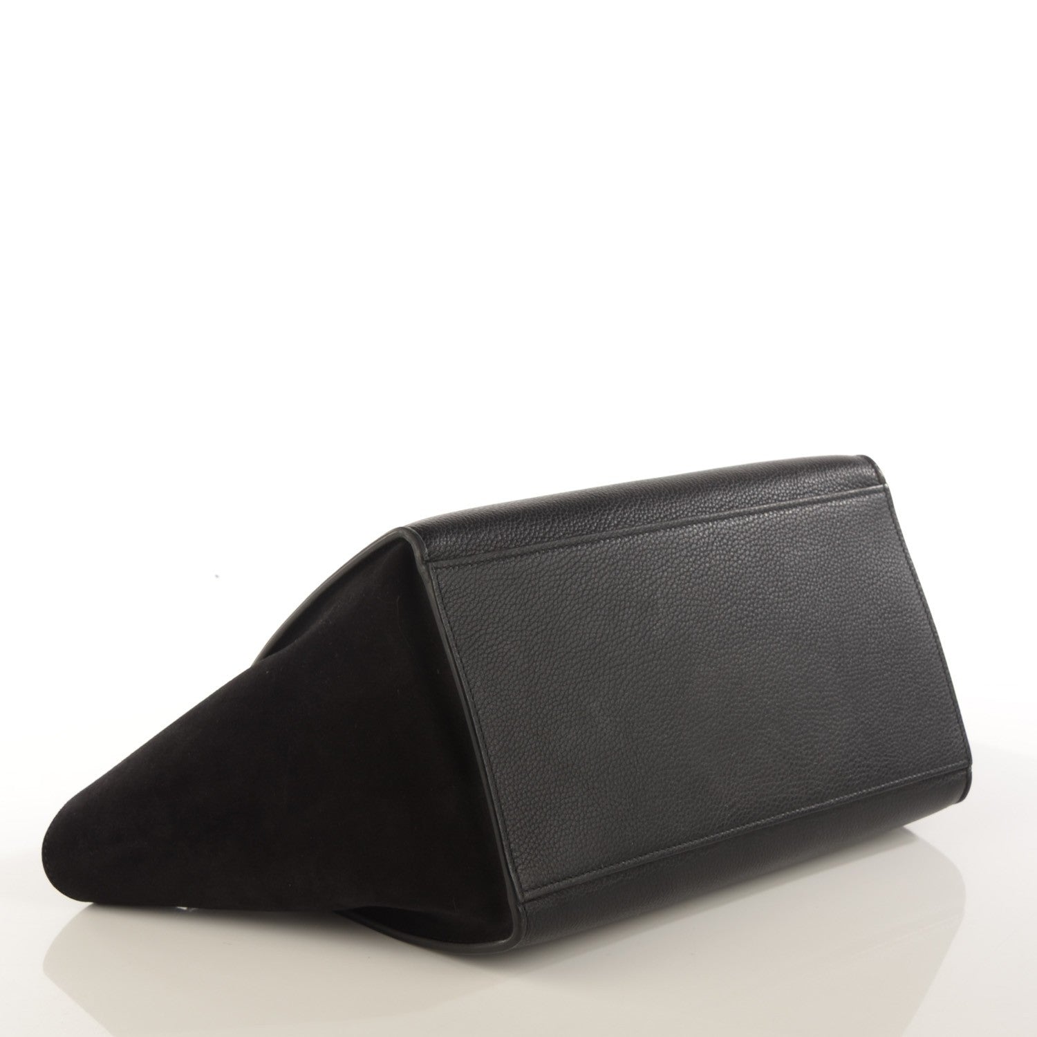 Celine Drummed Calfskin Suede Small Trapeze Black 4 of 7