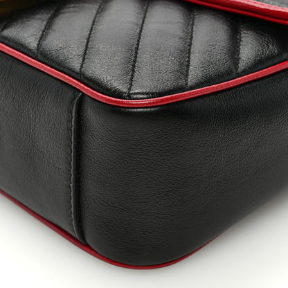 Gucci Vintage Effect Calfskin Matelasse Diagonal Small Torchon GG Marmont Shoulder Bag Black Romantic Cherry 10 of 10