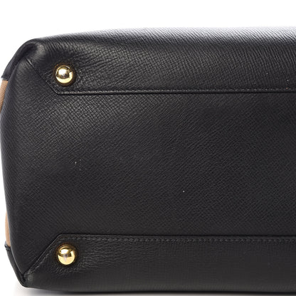 Burberry Grainy Calfskin House Check Large Banner Tote Black 16 of 18