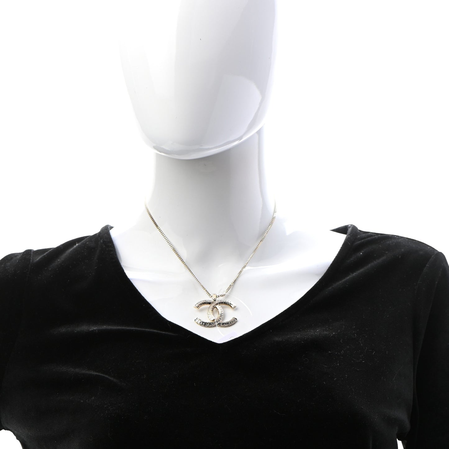Crystal CC Chain Necklace Gold