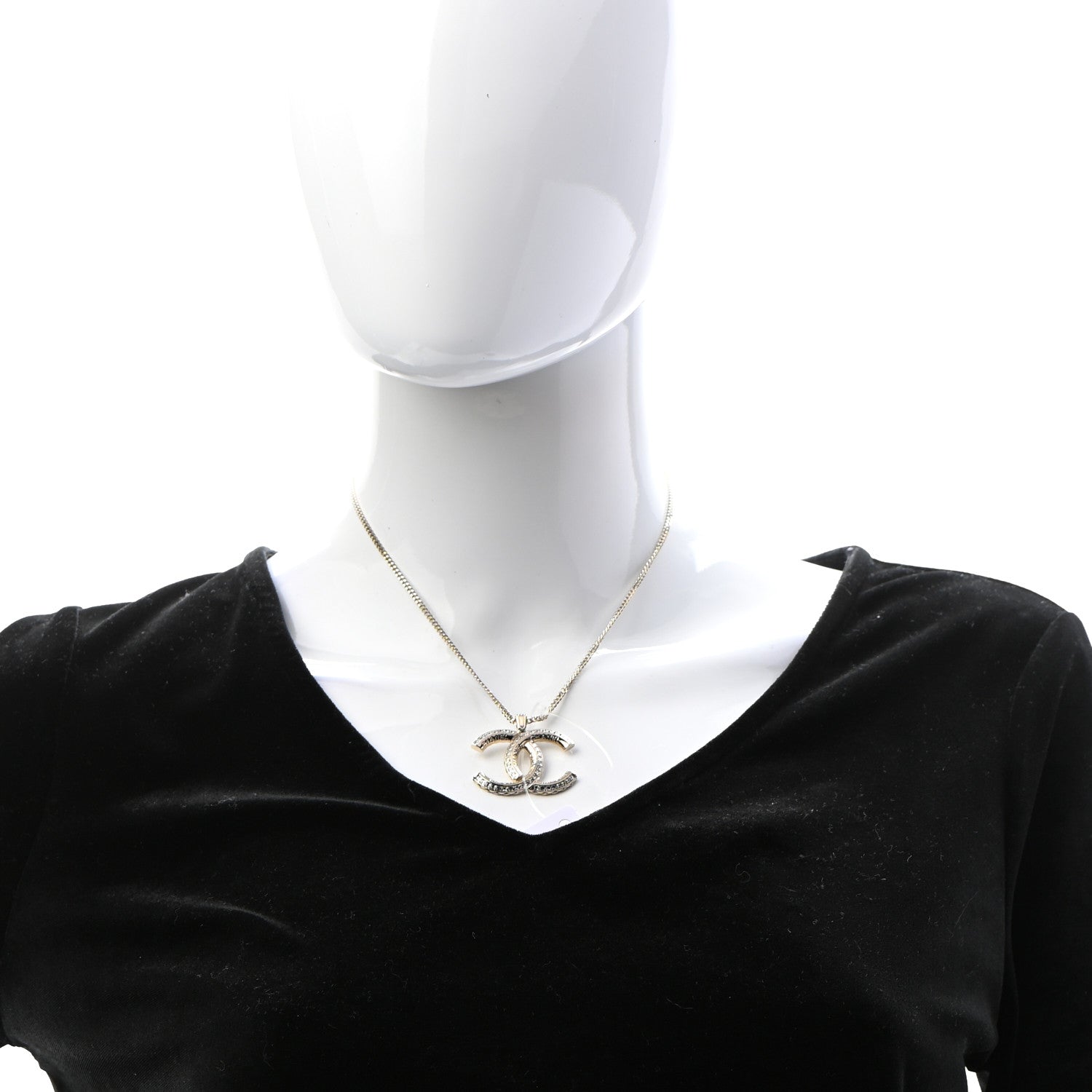 Chanel Crystal CC Chain Necklace Gold 2 of 5