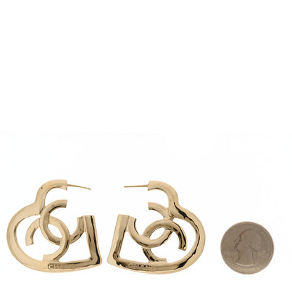 Chanel Metal CC Heart Coco In Love Hoop Earrings Gold 2 of 5