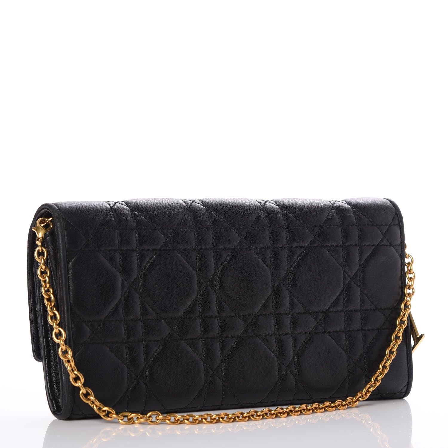 Christian Dior Lambskin Cannage Lady Dior Rendezvous Wallet On Chain Black 3 of 7
