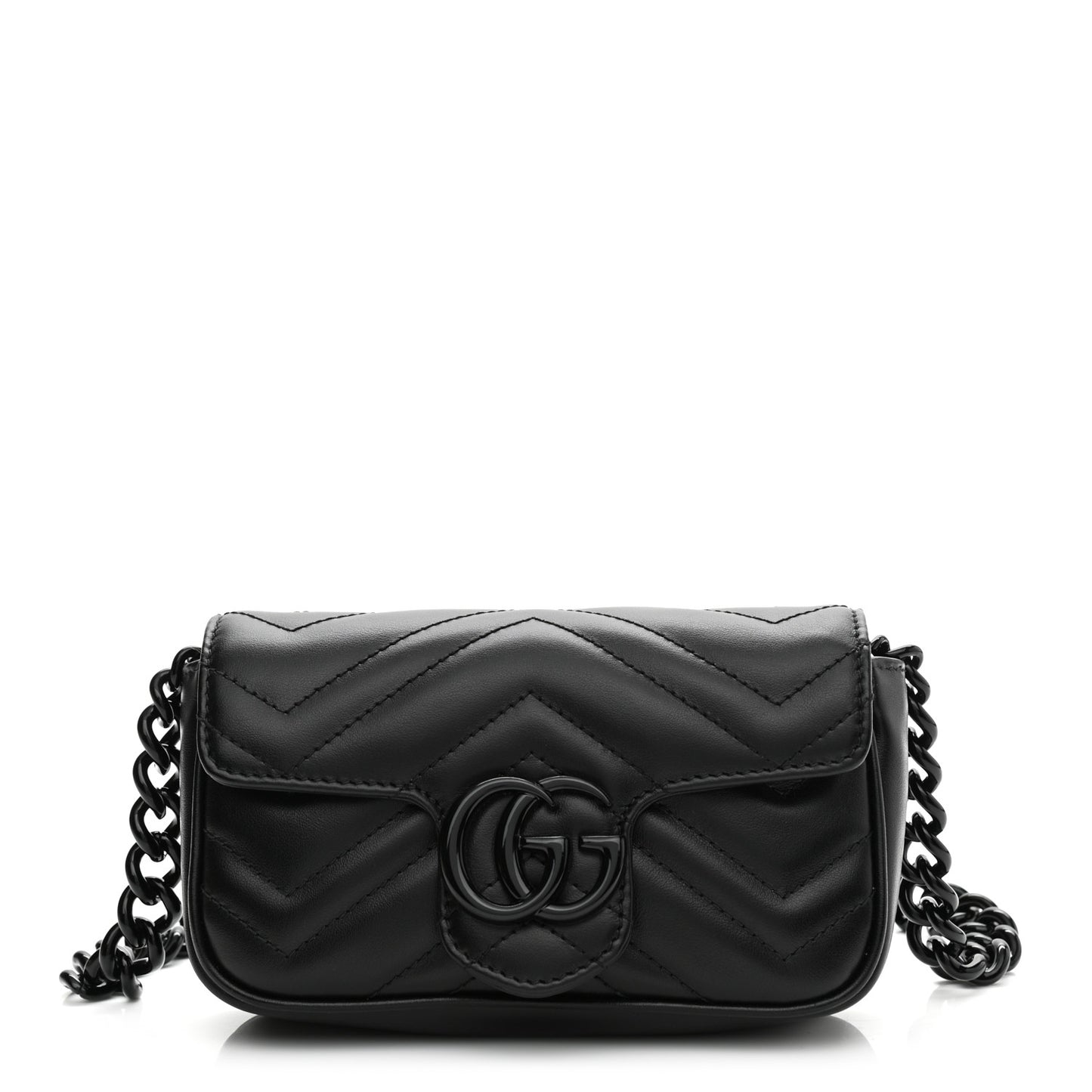 Calfskin Matelasse Monochrome GG Marmont Chain Belt Bag Black
