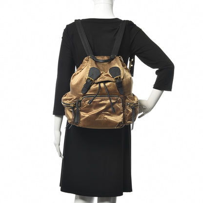 Burberry Metallic Satin Nylon Medium Rucksack Backpack Gold 2 of 10