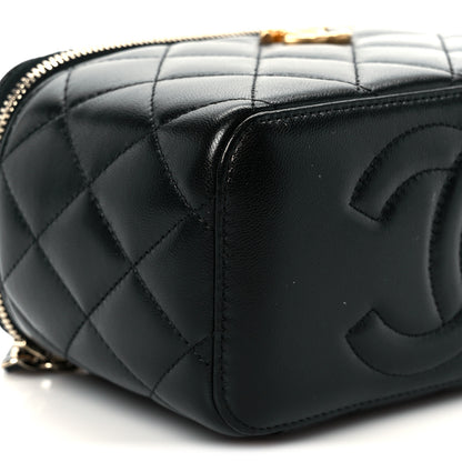 Chanel Lambskin Quilted Sweetheart Vanity Case Black 9 of 11