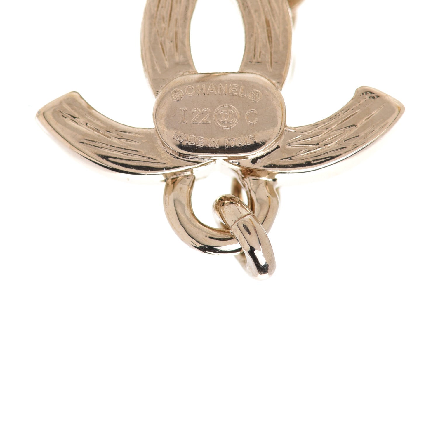 Chanel Metal Crystal CC Chain Cuff Earrings Gold 4 of 5