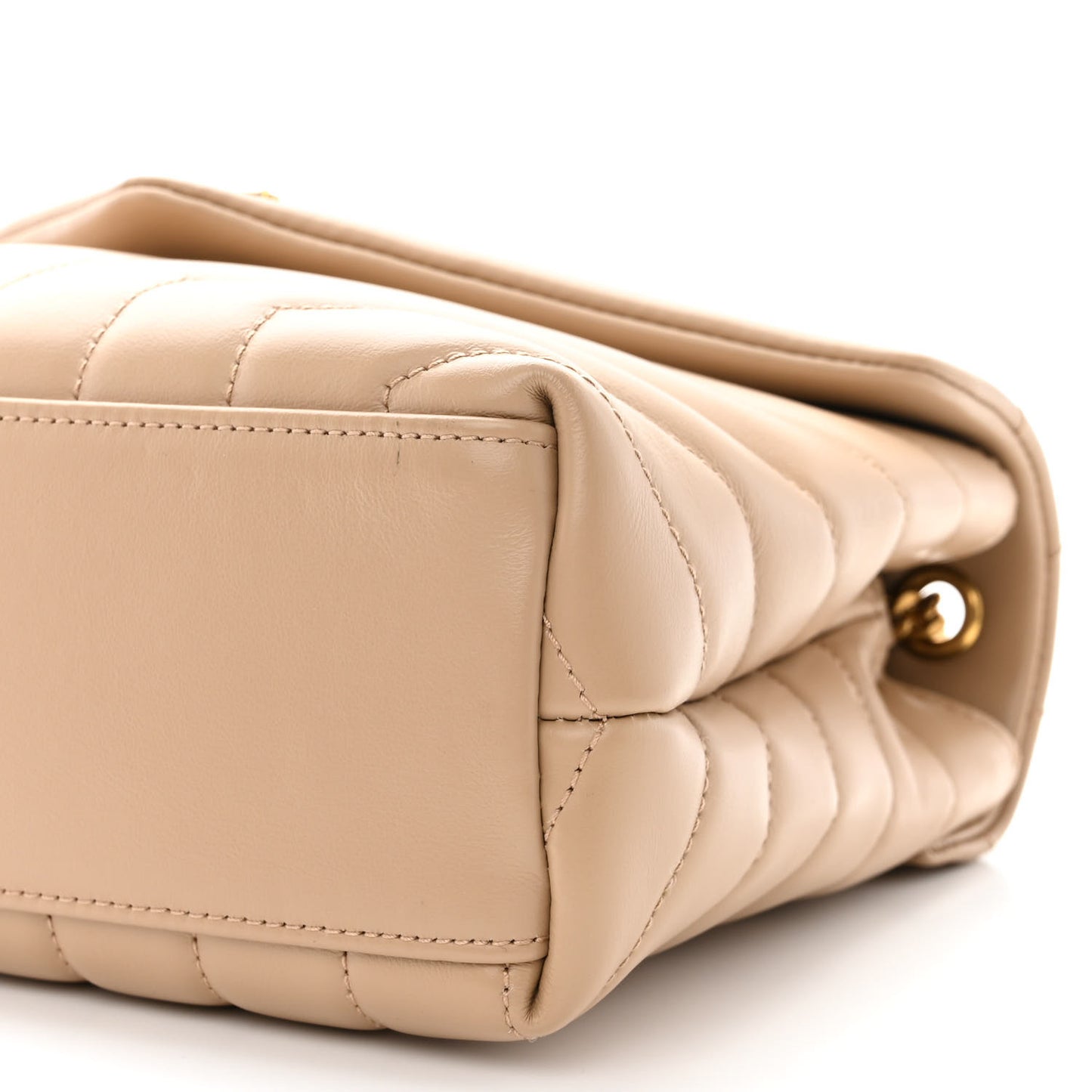 Calfskin Y Quilted Monogram Small Loulou Chain Satchel Dark Beige