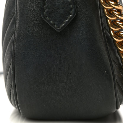 Gucci Calfskin Matelasse Small GG Marmont Chain Shoulder Bag Black 23 of 33