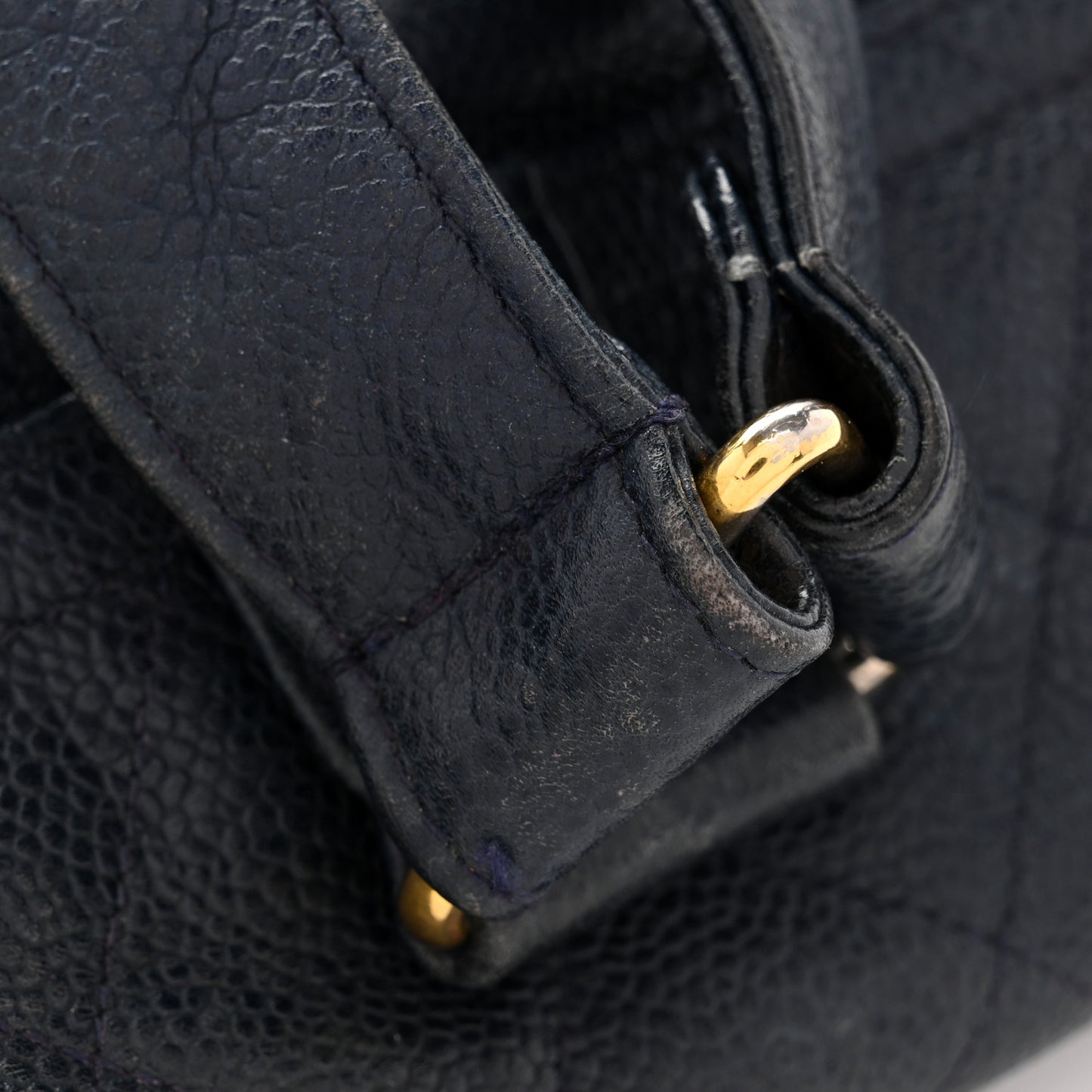 Caviar Quilted CC Drawstring Backpack Navy