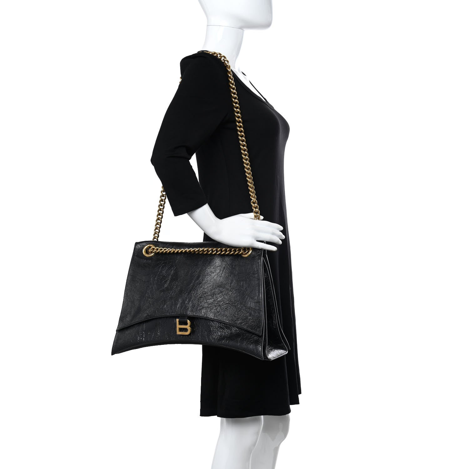 Balenciaga Crushed Calfskin Large Crush Chain Bag Black 2 of 9