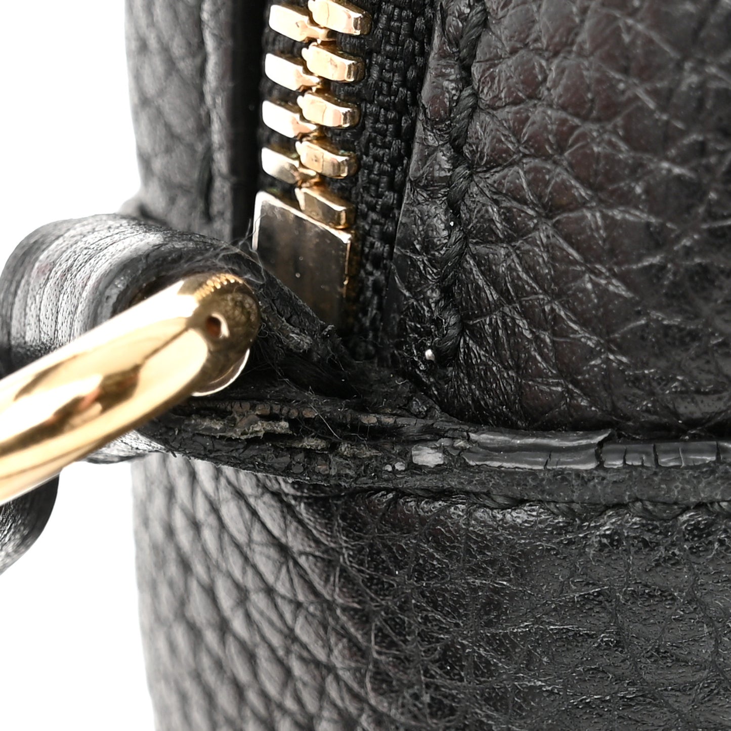 Pebbled Calfskin Small Soho Disco Bag Black