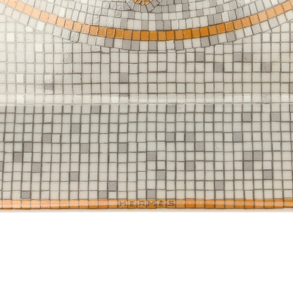 Hermes Porcelain Mosaique Au 24 Set of 5 Square Plates Gold 10 of 12