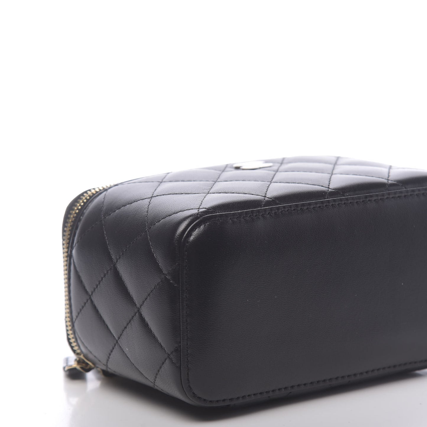 Lambskin Quilted Small Vanity Case With Chain Black