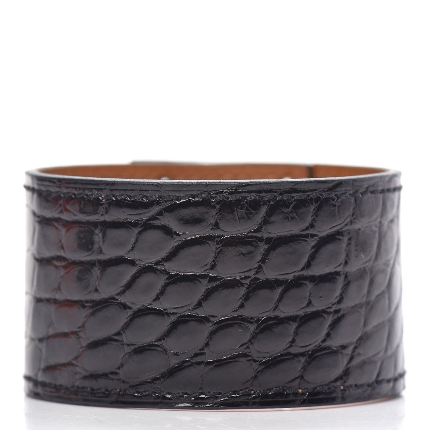 Shiny Alligator Kelly Dog Cuff Black