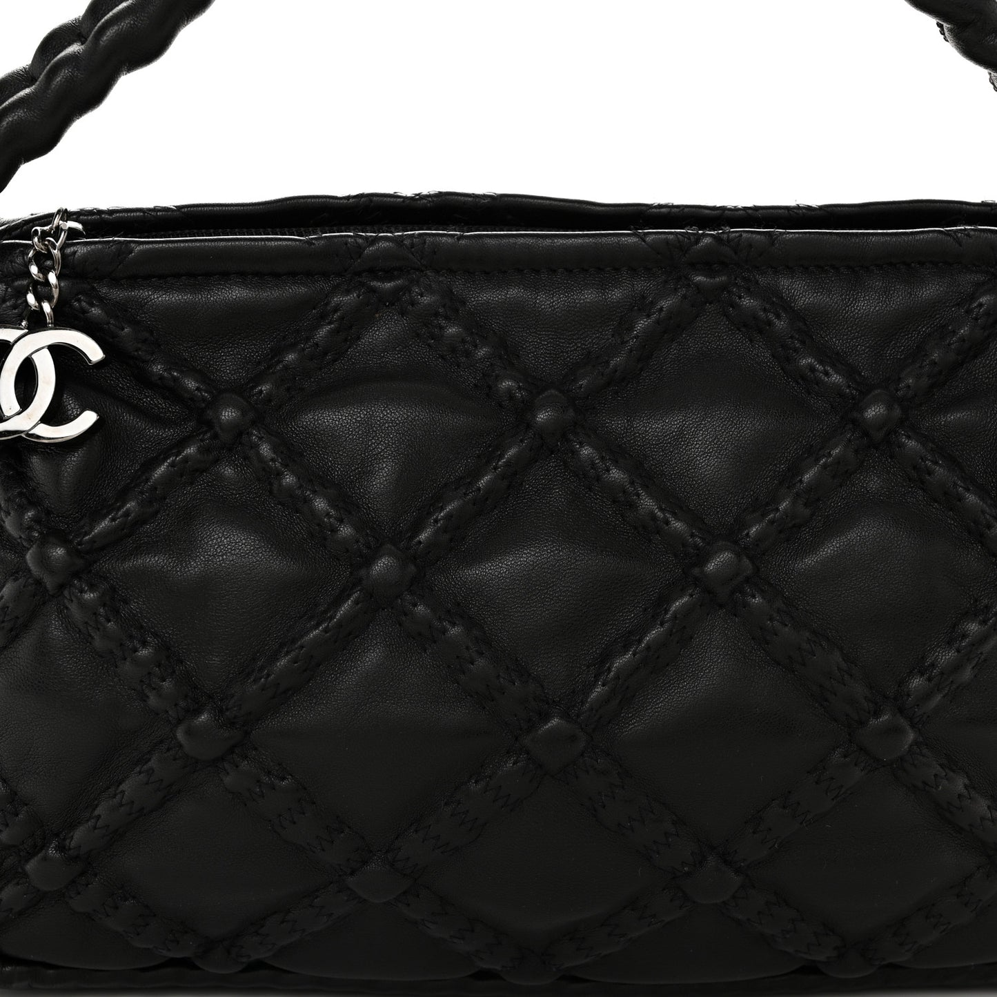 Lambskin Quilted Small Hidden Chain Shoulder Bag Black
