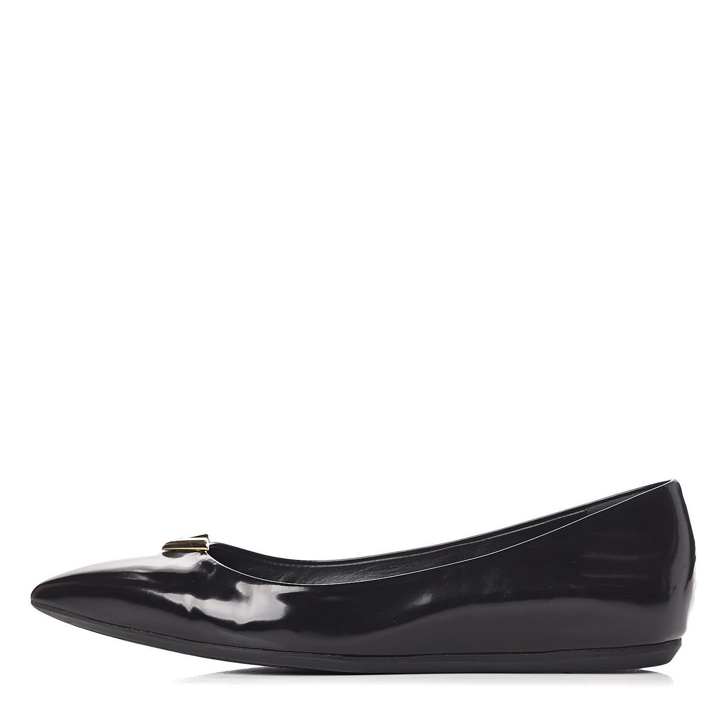 Glazed Calfskin Heartbreaker Ballerina Flats 37.5 Black