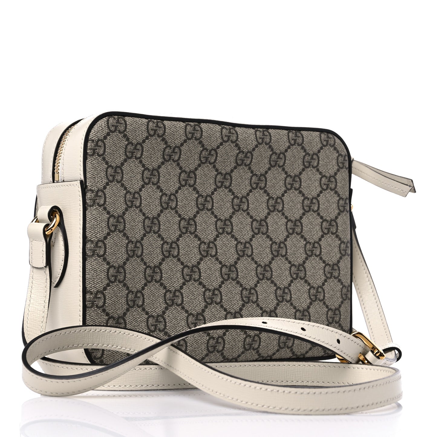 GG Supreme Monogram Small Horsebit 1955 Shoulder Bag Beige Mystic White