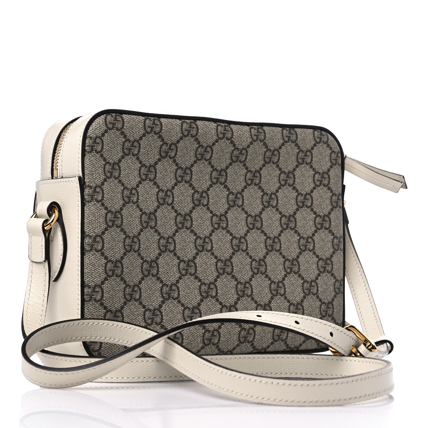 Gucci GG Supreme Monogram Small Horsebit 1955 Shoulder Bag Beige Mystic White 3 of 10