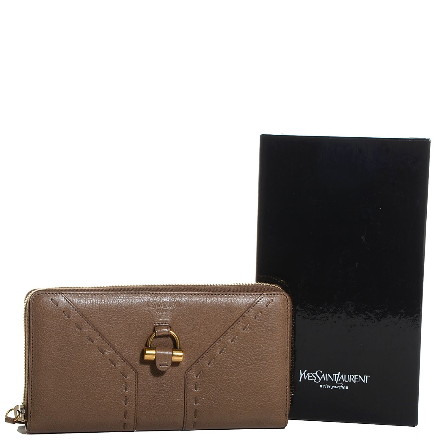 Saint Laurent Calfskin Muse Zip Around Wallet Dark Beige 9 of 9