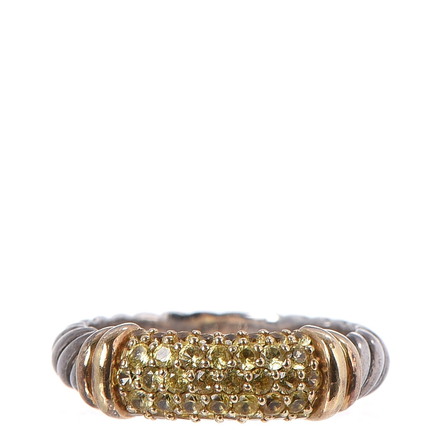 David Yurman Sterling Silver 18K Gold Yellow Sapphire Ring 52 6 1 of 5