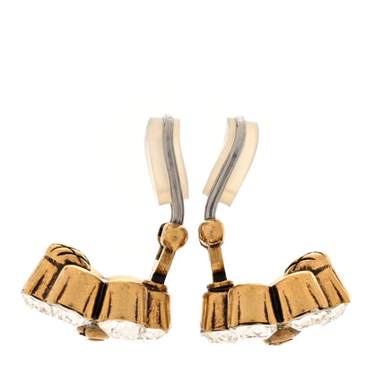 Gucci Metal Crystal Double G Clip On Earrings Aged Gold 3 of 5