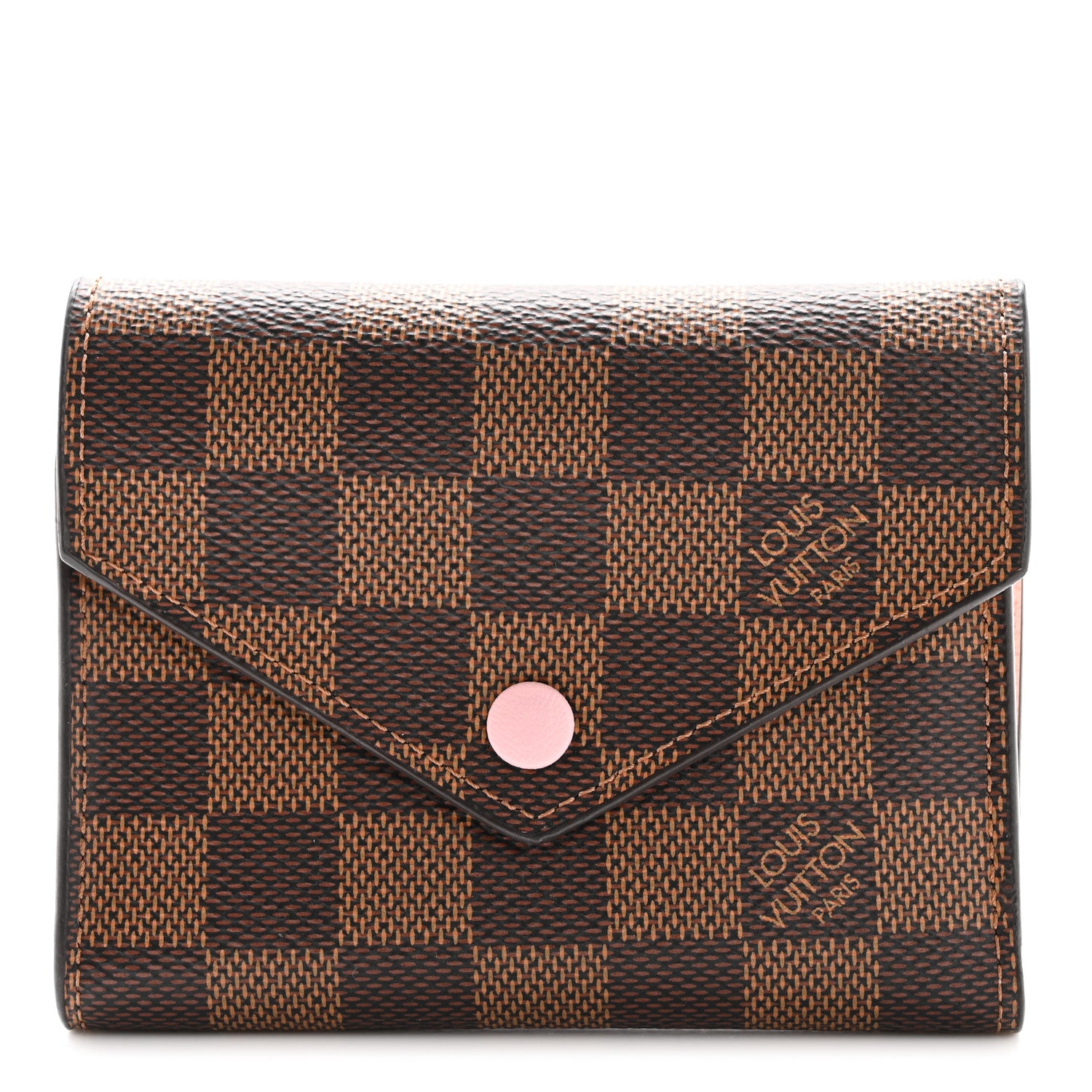 Louis Vuitton Damier Ebene Victorine Wallet Rose Ballerine 1 of 7