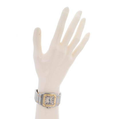 Cartier Stainless Steel 18K Yellow Gold 29mm Santos De Galbee Quartz Watch 2 of 8