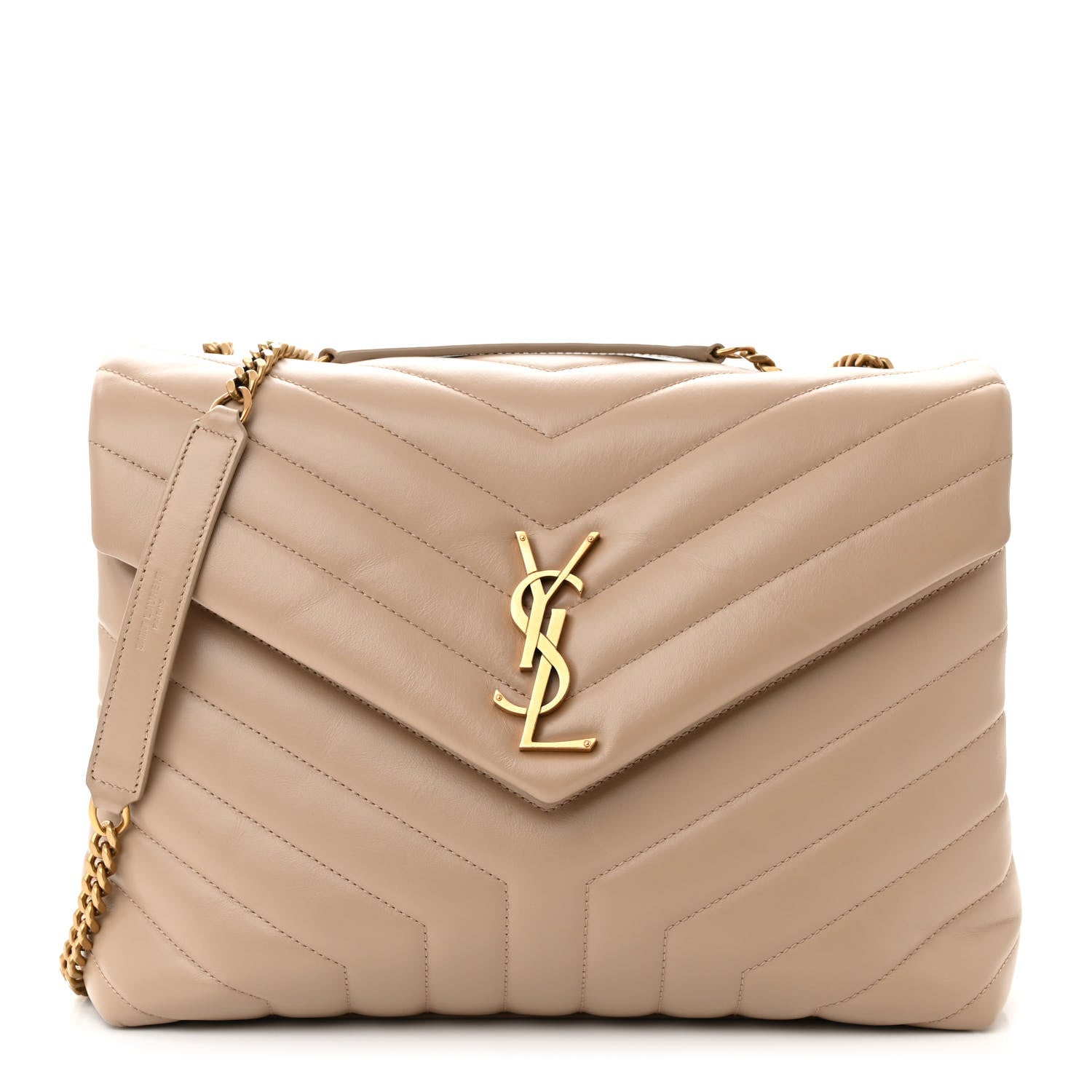 Saint Laurent Calfskin Y Quilted Monogram Medium Loulou Chain Satchel Nude Powder 1 of 11