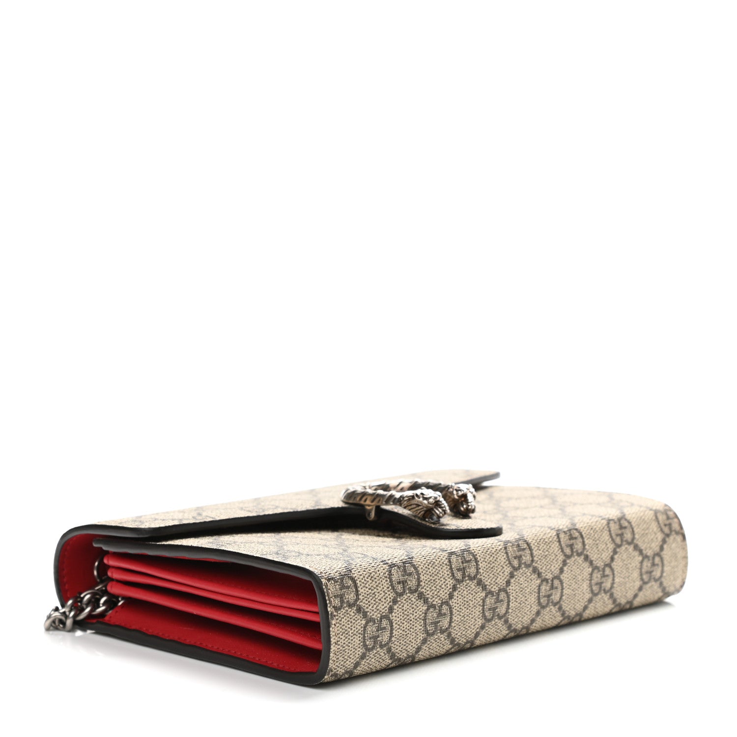 Gucci GG Supreme Monogram Mini Dionysus Chain Wallet Beige Vulcanic Red 4 of 10