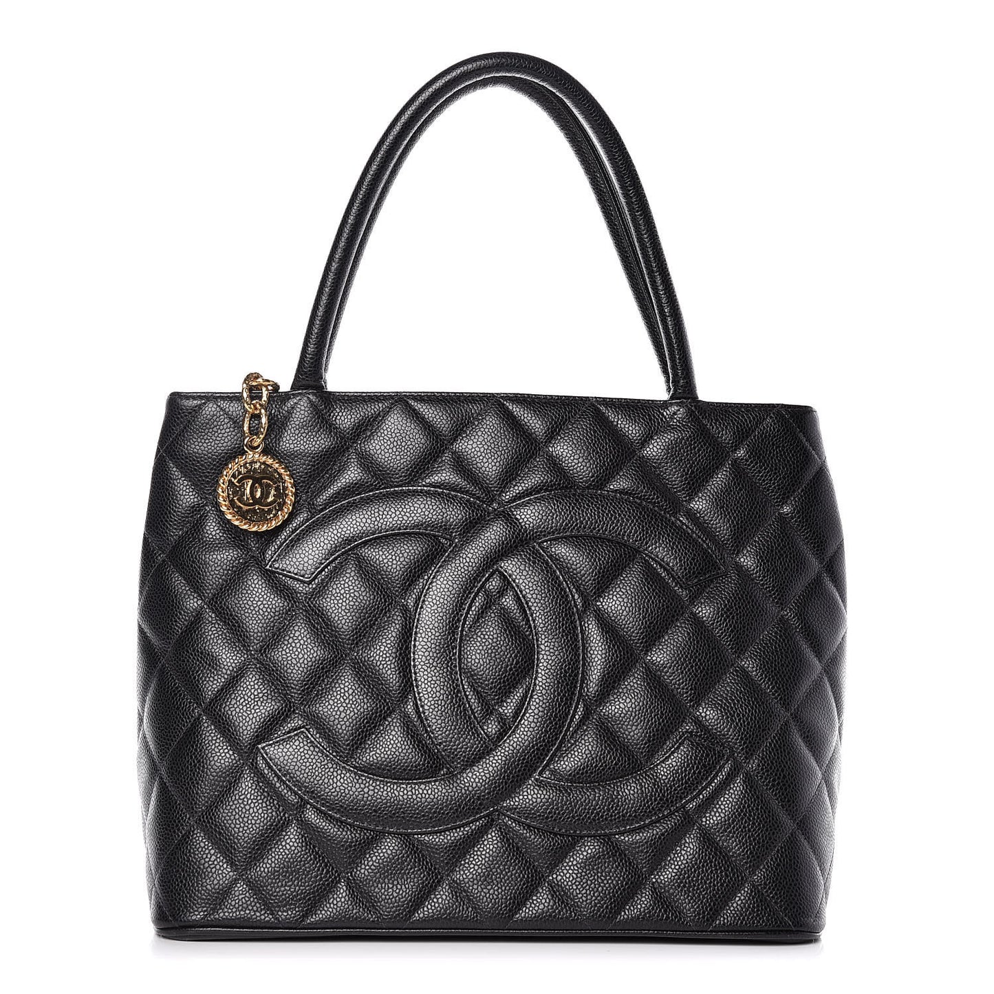 Caviar Quilted Medallion Tote Black