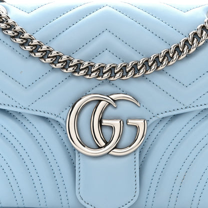 Gucci Calfskin Matelasse Small GG Marmont Shoulder Bag Porcelain Light Blue 8 of 10