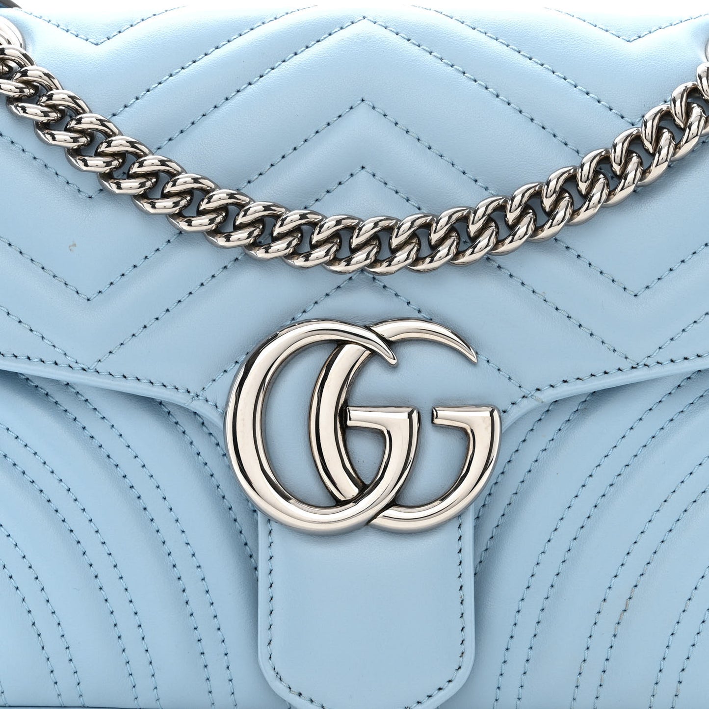 Calfskin Matelasse Small GG Marmont Shoulder Bag Porcelain Light Blue
