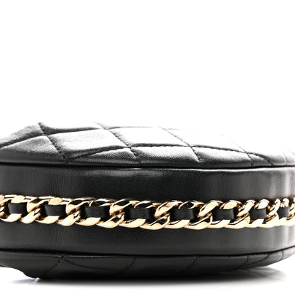Chanel Lambskin Quilted Chain Around Pouch Hobo Black 9 of 11