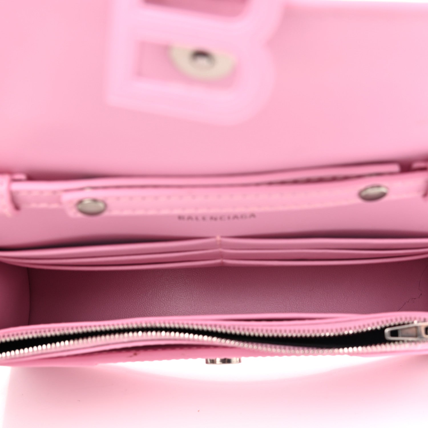 Balenciaga Shiny Box Calfskin Tonal B Hourglass Chain Bag Candy Pink 5 of 11