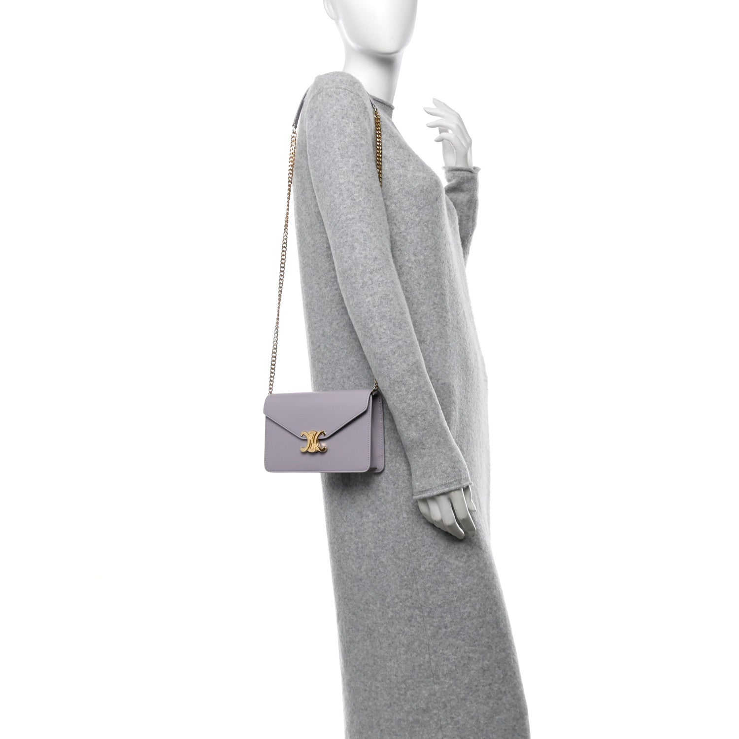 Celine Shiny Calfskin Triomphe Margo Wallet on Chain Light Lavender 2 of 10