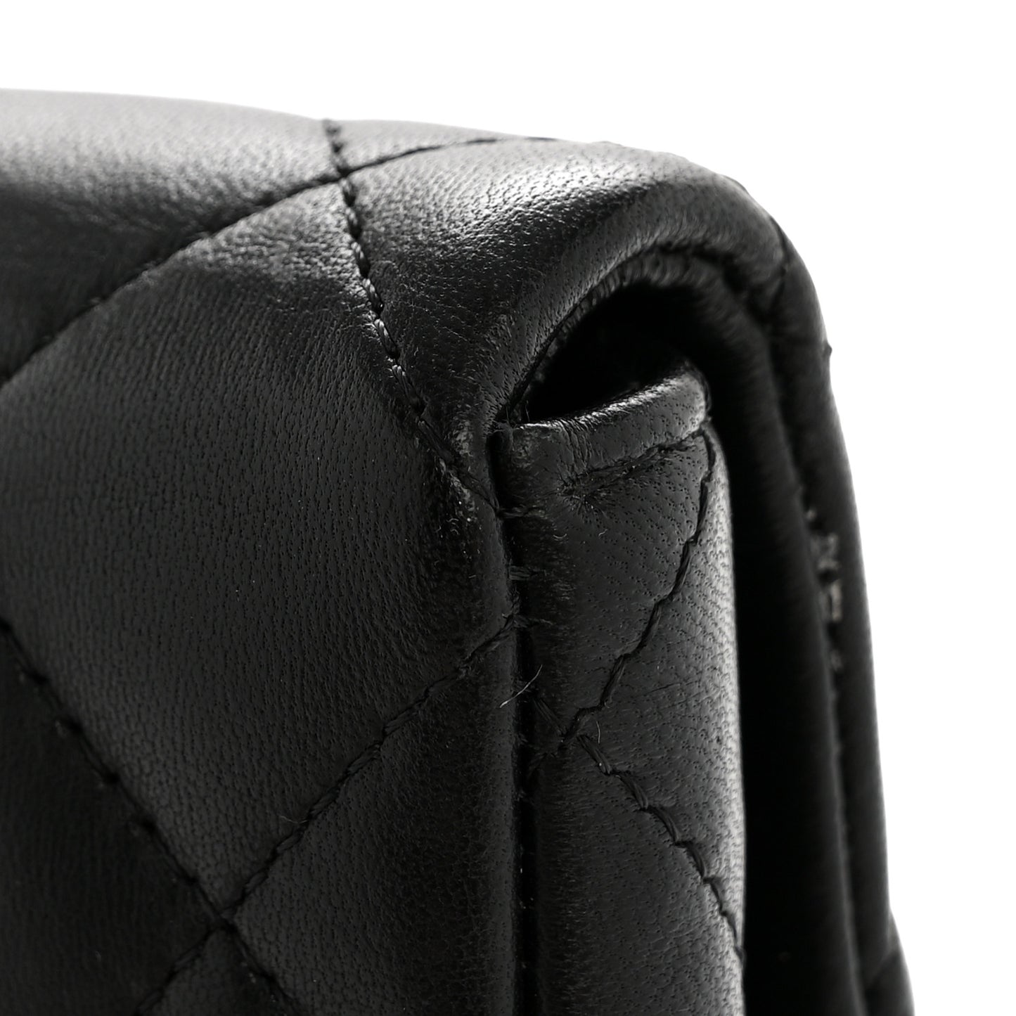 Lambskin Quilted Flap Clutch Black