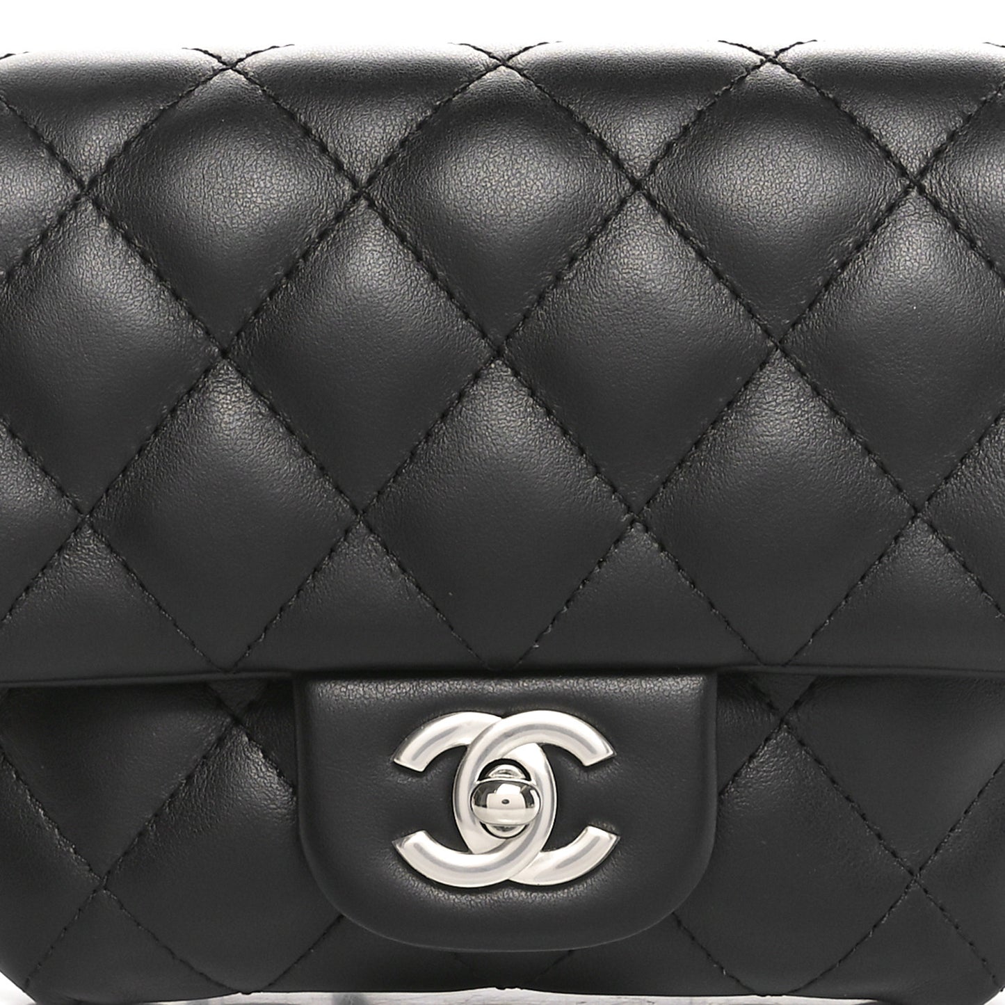 Calfskin Quilted CC Uniform Flap Belt Bag Black