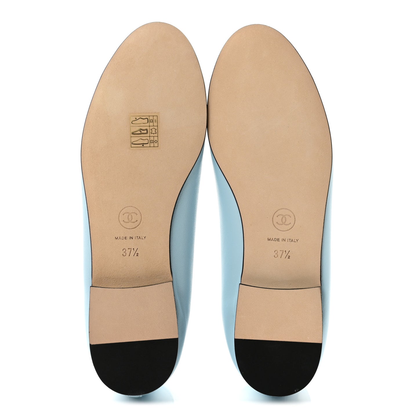 Lambskin Cap Toe CC Ballerina Flats 37.5 Light Blue Black