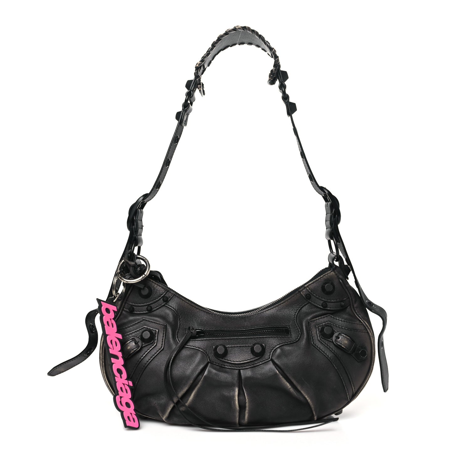 Used Calfskin Small Le Cagole Shoulder Bag Black