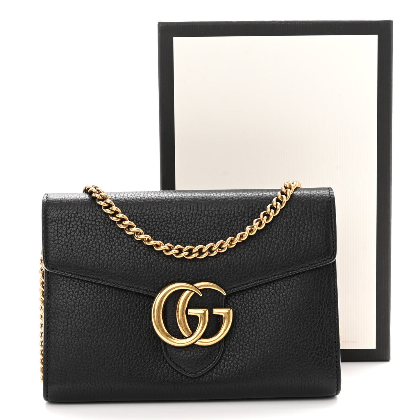 Calfskin GG Marmont Chain Wallet Black